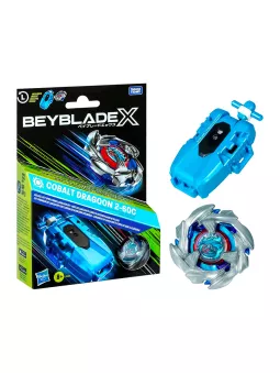 Cobalt Dragoon 2-60C Deluxe Left-Spin String Launcher Set - Beyblade X - Hasbro