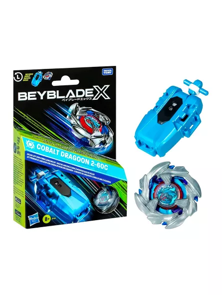Cobalt Dragoon 2-60C Deluxe Left-Spin String Launcher Set - Beyblade X - Hasbro