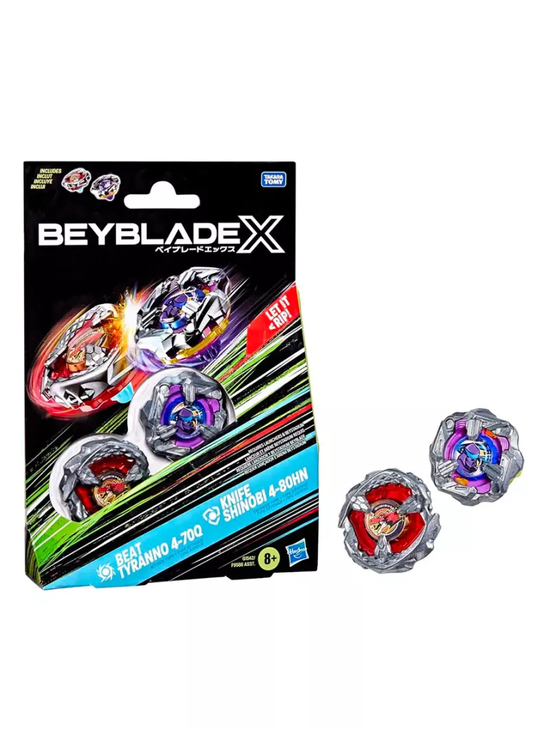 Beat Tyranno 4-70Q & Knife Shinobi 4-80HN Dual Pack Set - Beyblade X - Hasbro