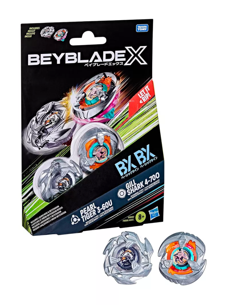 [PREORDINE] Gill Shark 4-70O & Pearl Tiger 3-60U Dual Pack Set - Beyblade X - Hasbro